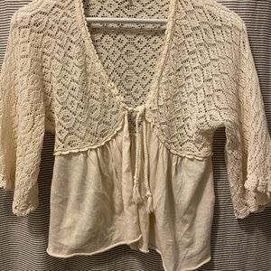 Anthropologie Knitted and Knotted tie front empire sweater, XS